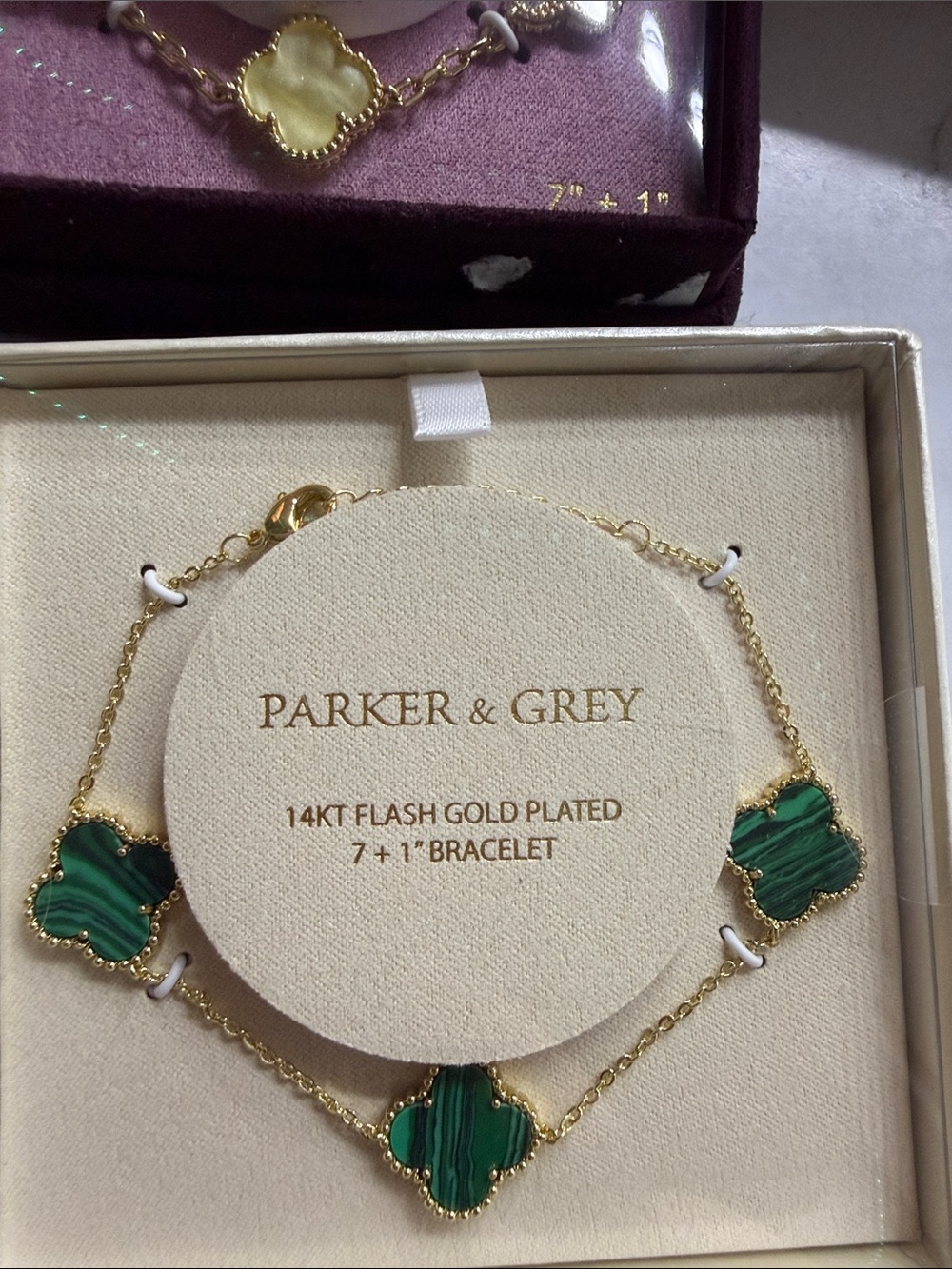 Green Clover 14KT Flash Gold Plated Bracelet